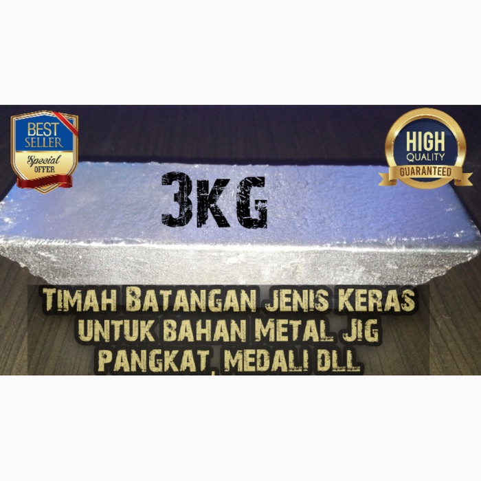 Bestseller Timah Batangan Jenis Hitam Keras Berat 3 Kilo Gram