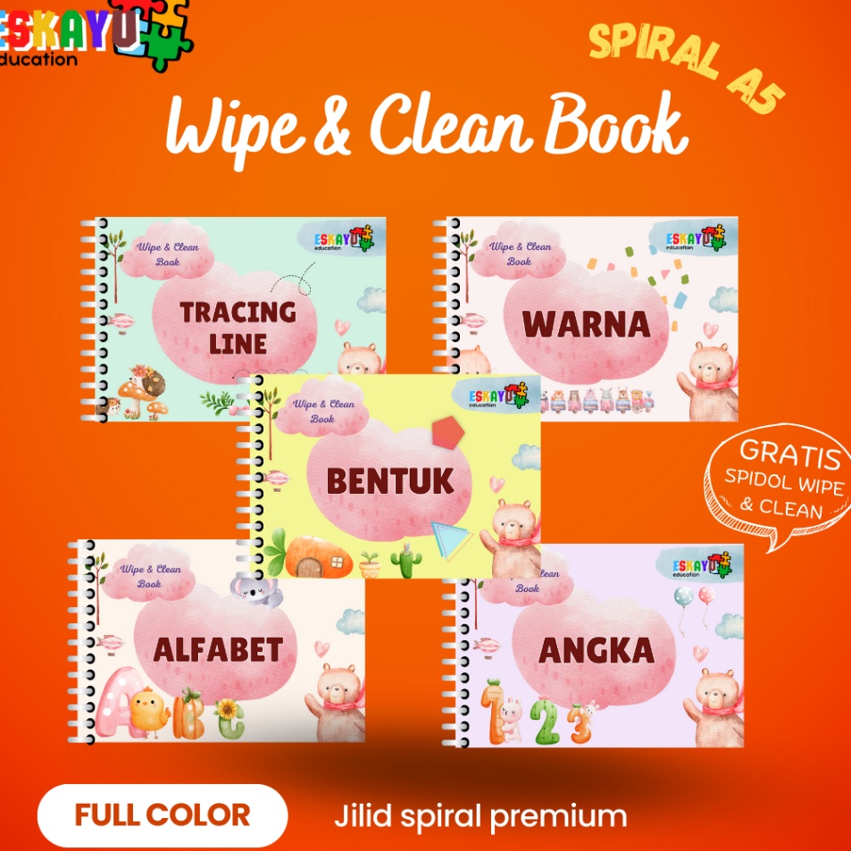 

BUKU WIPE AND CLEAN SERIES / buku anak/ buku balita / buku belajar edukasi anak / buku pertama anak / pengenalan buku anak / montessory book iag