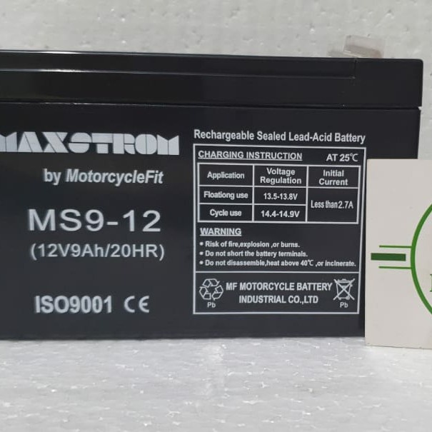Aki Ups Sepeda Listrik 12V 9Ah 12V9Ah Maxstrom Vrla Aki Kering