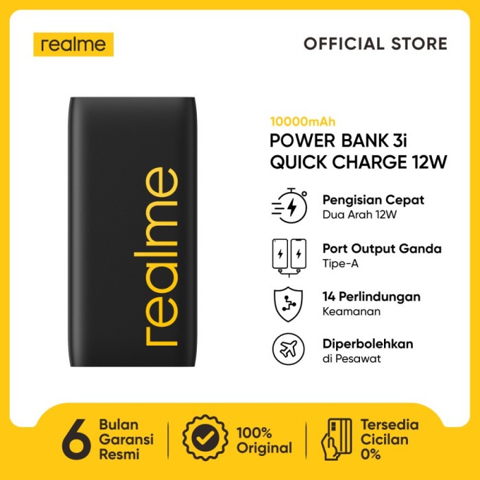 Terlaris Realme Powerbank 3I 10000Mah Garansi Resmi Quick Charger 12W