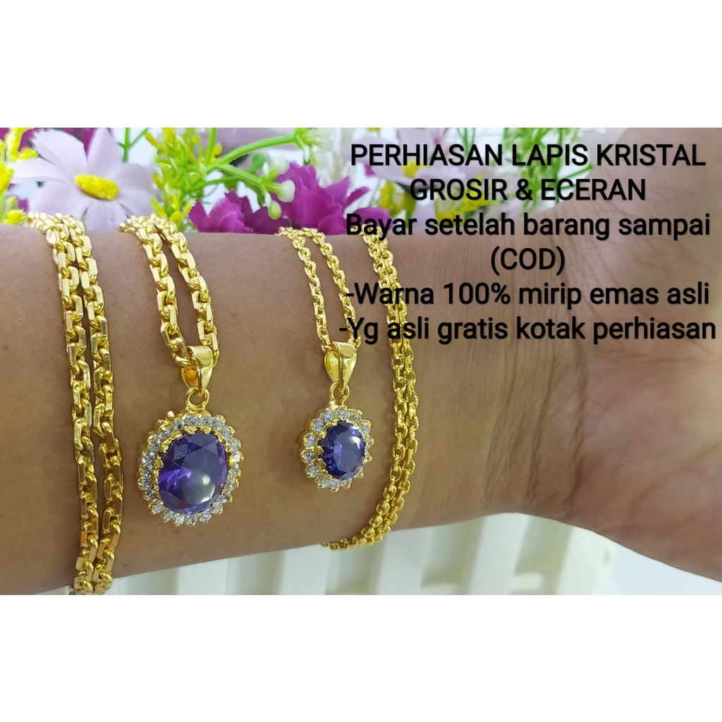 Terlaris Bersertifikat Asli Kalung Lapis Emas Kristal 24K P22