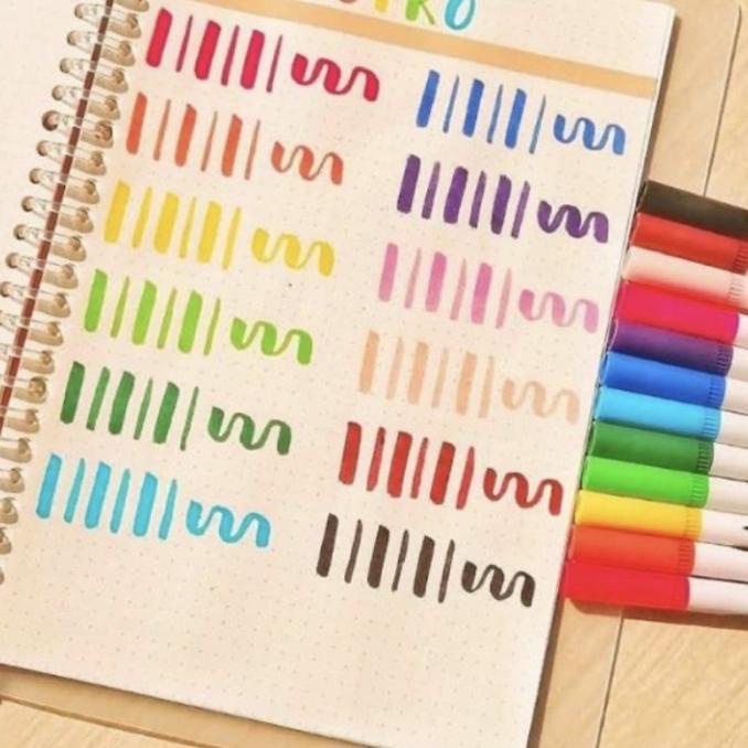 

Terlaris Brush Pen Joyko Set 12 Color Basic Twin Tip Spidol Kuas Kaligrafi SALE