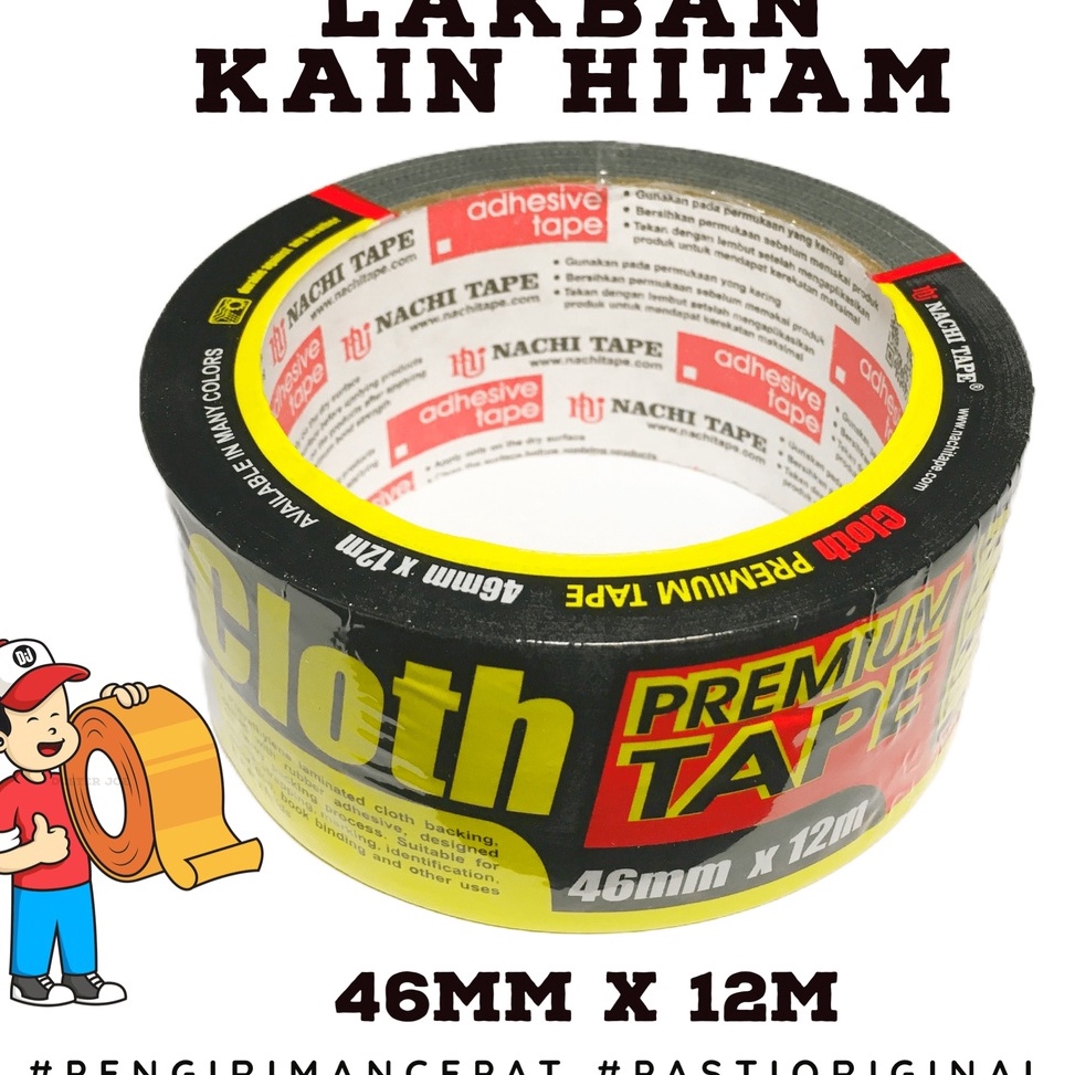 

[KODE PRODUK LYMMZ92100] Lakban Kain Hitam Nachi 2 inch 46mm 12M / Cloth HITAM Nachi PER 1 ROL