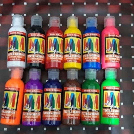 

1 Set 12 Warna Cat Airbrush Kain Textile MM 60ml Bonus 1 Putih