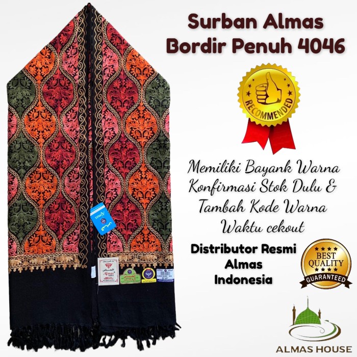 Bestseller Sorban Premium Kashmiri Bordir Sulam Shawl Almas 4046