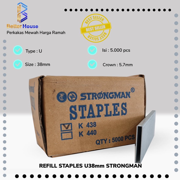 

Refill Anak Hekter Refill Staples U 38mm STRONGMAN K438