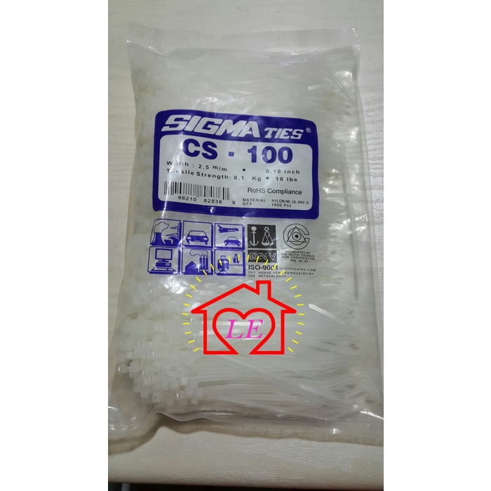 

Kabel Ties / Kabel Tis / Cable Tie CS 100 T Putih 10 cm SIGMA CS100T