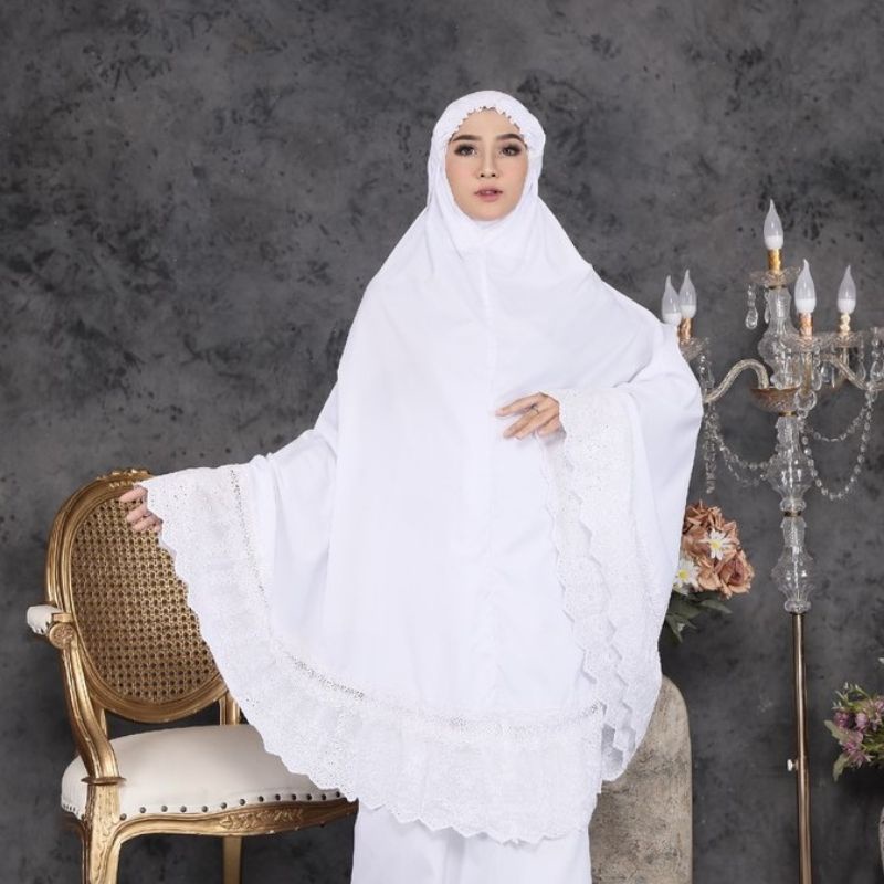 MUKENA KATUN MIKRO RENDA IMPORT KHUSUS PUTIH