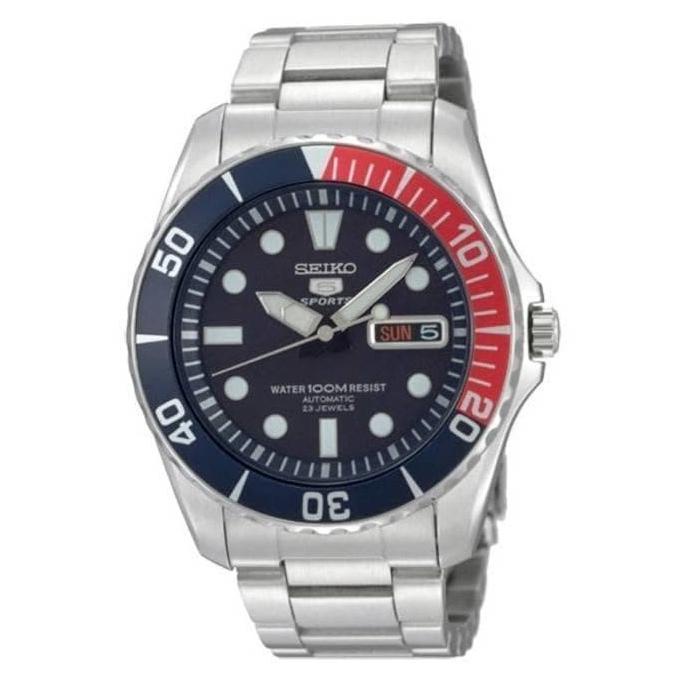 [ Jam Tangan ] Seiko 5 Snzf15 Silver Blue Red Berkualitas