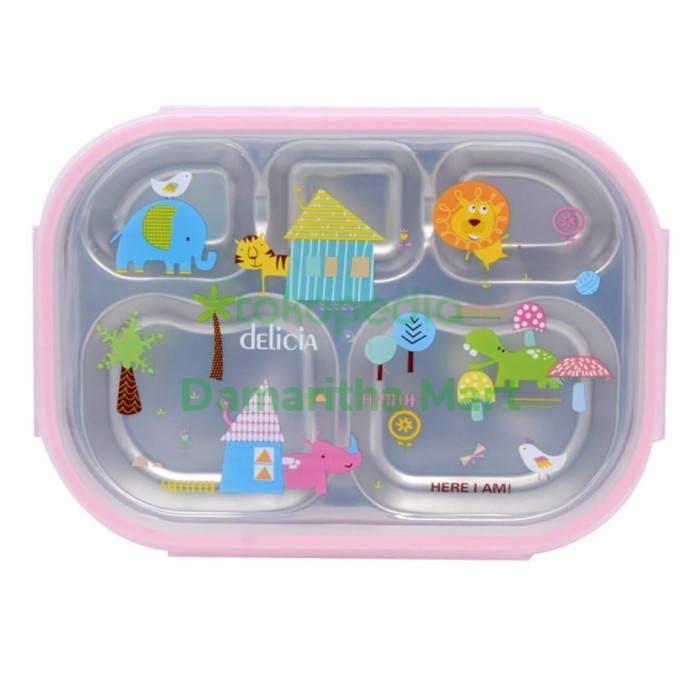 Lunch Box/Tempat Makan/Kotak Makanan Anak 5 sekat 700ml By Delicia NEW