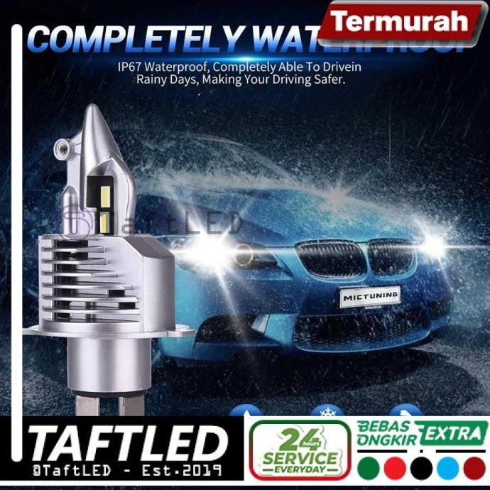 Lampu Mobil Depan LED Fighter Super Terang 16000 Lumens 2 PCS H4