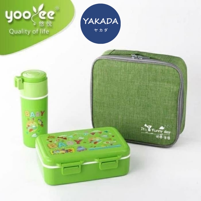 Terlaris Set Tempat Bekal Anak Yooyee Lunch Box 3 Sekat Include Tas 628