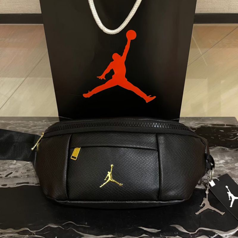 TAS PINGGANG WB/WAISTBAG JORDAN REGAL GOLD VENOM BLACK LEATHER SKIN MOTIF