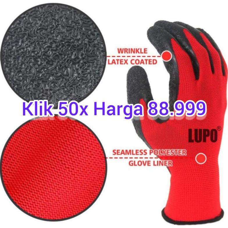 Update [12 Pasang] Sarung Tangan Kerja Kombinasi Katun Karet Anti Cutting Merk Lupo Grosir Termurah 