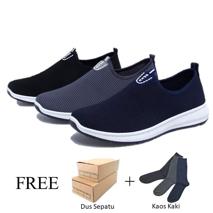 Terlaris Sepatu Sneakers Pria Import Slip On Onke (Free Dus) By Axeline