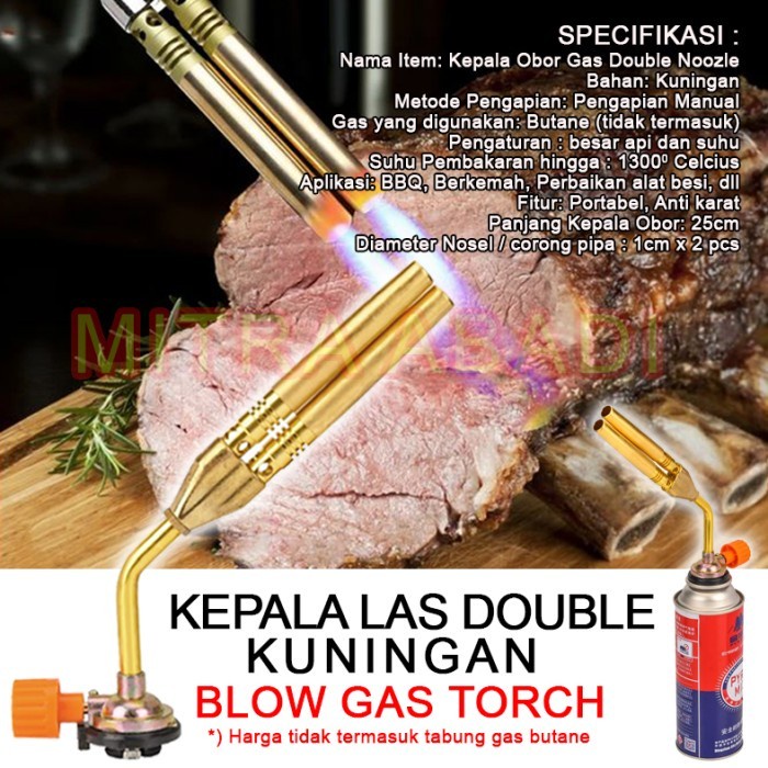 Alat Blow Gas Torch / Kepala Las Double Kuningan - Kepala Gas Pemantik