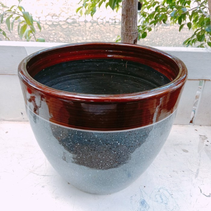 pot keramik/pot gerabah/pot tanah liat/pot bunga putih diameter 40 cm