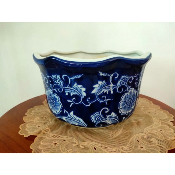 Keramik Pajangan Pot Bunga Dongker Gelombang Besar