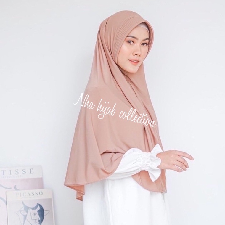 Free Ongkir Jilbab Bergo Hamidah Jersey Ped Jumbo L | Hijab Jersey Ukuran L | Kerudung Bergo Hamidah