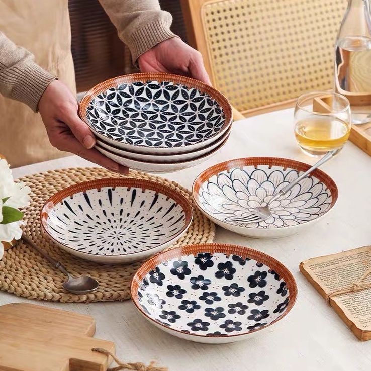Harga Kompetitif Piring Keramik Jepang 8 inci Japanese Style Piring Makan Keramik Jepang 8 inci Mang