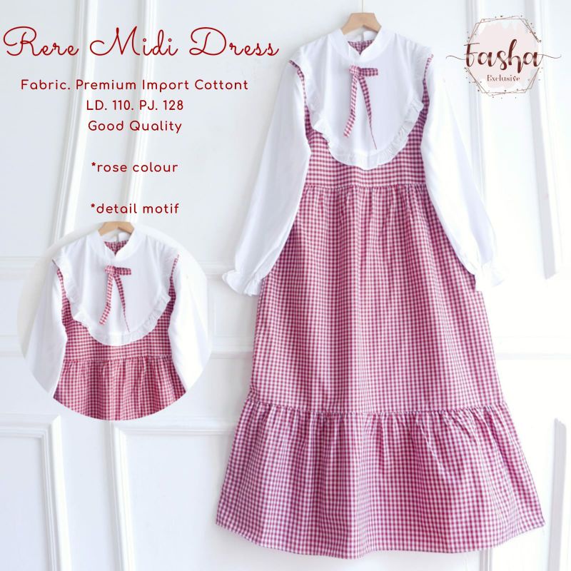 RERE MIDI DRESS ORI BY FASHA // GAMIS MIDI KOREAN STYLE COTTON IMPORT BEST SELLER