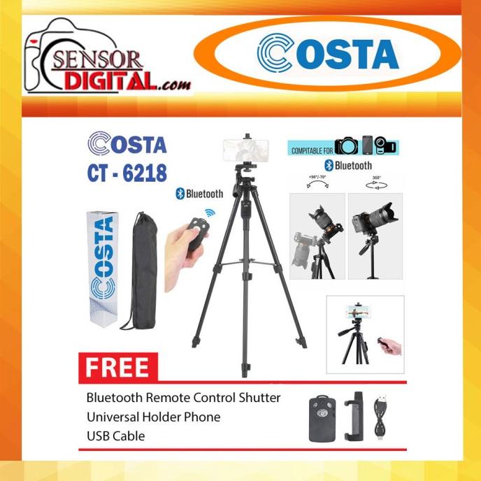 COSTA CT-6218 Tripod Kamera Remote Bluetooth Wireless + Holder HP