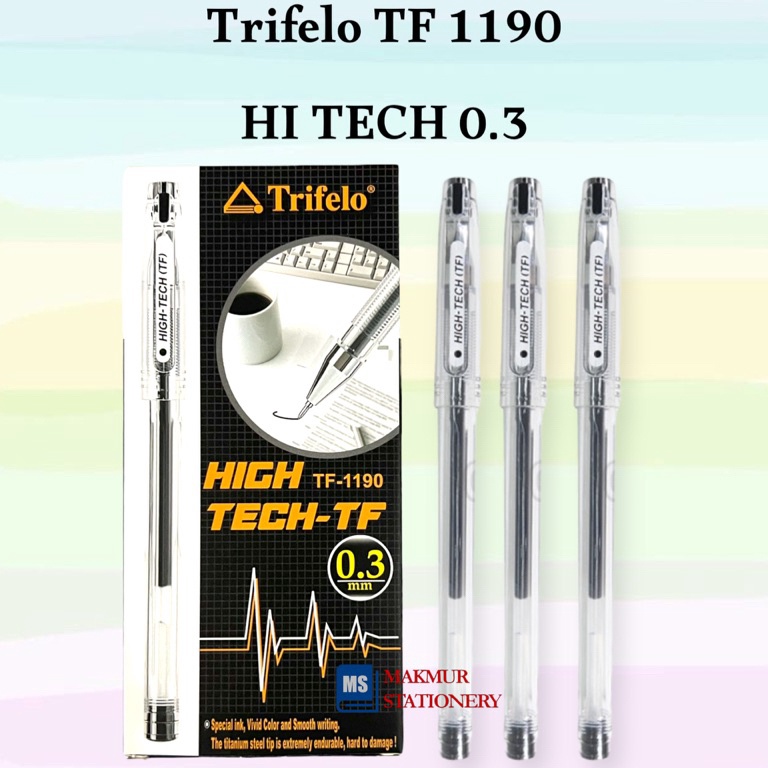 

Harga TERMURAAH.. Pulpen / Ballpoint / Pen Gell Trifelo Hi Tech 0.3 TF 1190 (12 Pcs) M6C