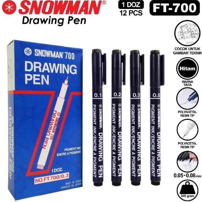

Spidol Permanen Drawing Pen Snowman FT 700 sellanorimart