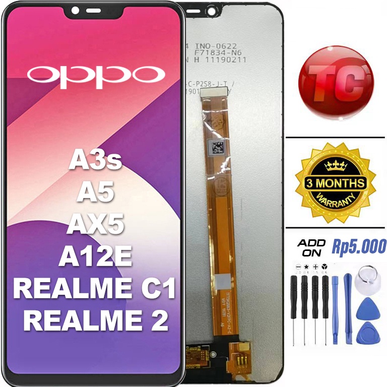 Ready Stok LCD OPPO A3s CPH1803 CPH1853 - A5 AX5 A12E Original 100% LCD TOUCHSCREEN Fullset Crown Murah Ori Compatible For Glass Touch Screen Digitizer