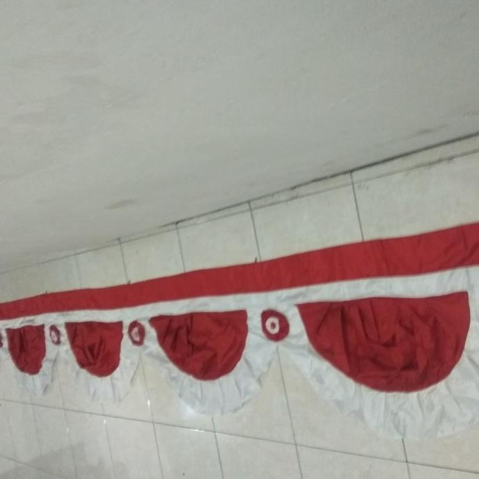 monggo] Grosir bendera Indonesia background merah putih bunga besar 3 lengkung