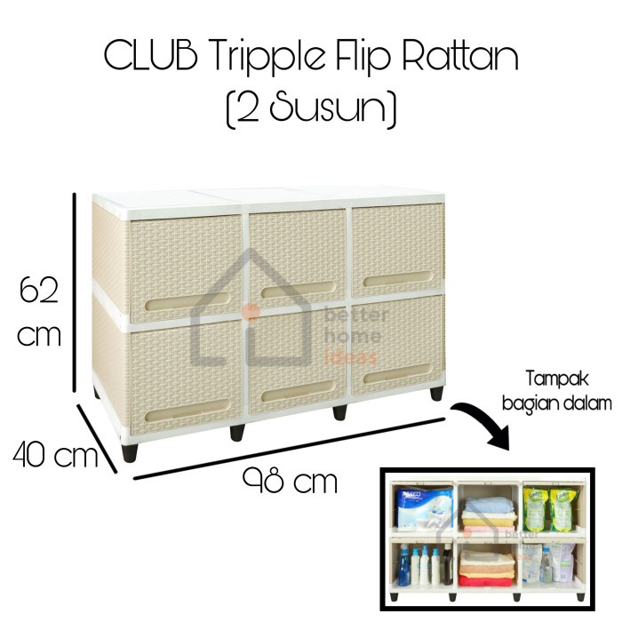 

Terlaris Lemari Triple Flip Motif Anyam (2 Susun)