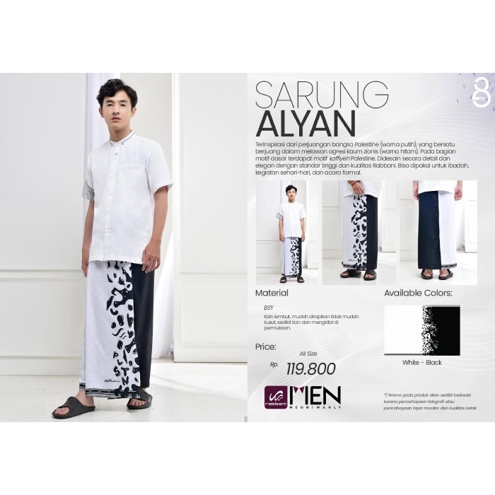 Terlaris Diskon Sarung Rabbani Dukhan 3 White Putih Palestine Style Original