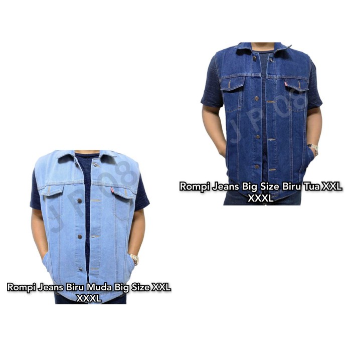 Terlaris Rompi Pria Jumbo Xxl Of Vest Big Size Wanita Xxxl Denim Jins Hitam