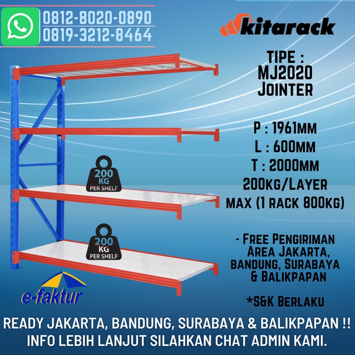 

Kitarack Kj2020 Jointer Rack Gudang 4 Susun Rack Warehouse Tinggi 2M