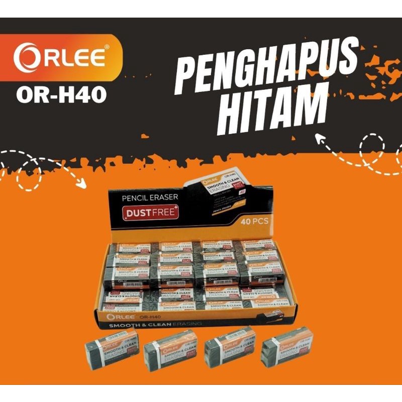 

PENGHAPUS PENSIL ORLEE OR-P40 WARNA HITAM 1PACK=40PCS