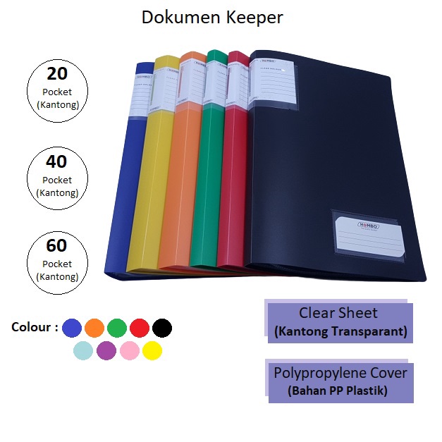 

✨MEGA ⚡ALE✨ Map Plastik / Clear Holder / File Dokumen Keeper F4 Folio 20 40 60 Lembar Hombo