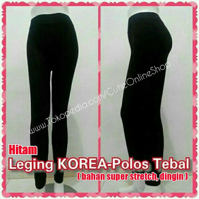(( BISA COD) CELANA LEGING KOREA POLOS - HITAM (BAHAN TEBAL)