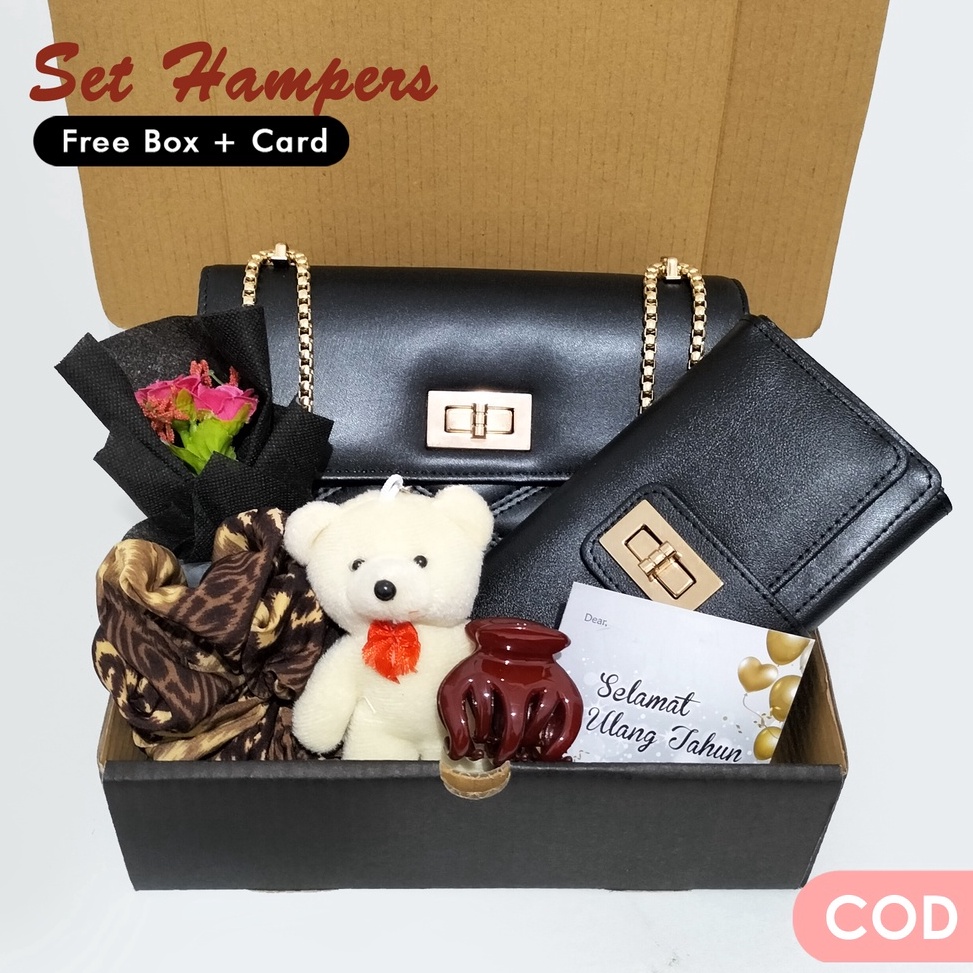 

>XG34448< Set kado ulang tahun tas wanita serba hitam terbaru hampers gift set kado ulang tahun wisuda wedding anniversary