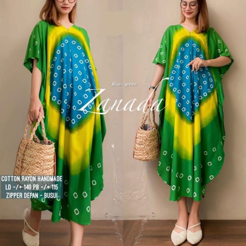 (melva)Daster Kekinian Zaneda Terbaru Modern Batik Lowo Kalong Jumbo Busui Friendly Rit Depan Baju T