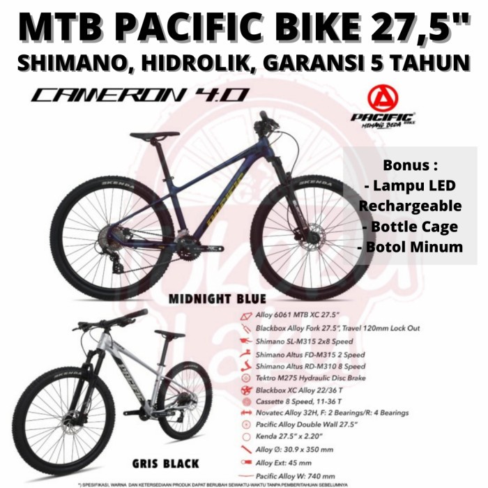 Terlaris Mtb Pacific Bike 27,5 Cameron 4.0 Sepeda Gunung Hidrolik Shimano