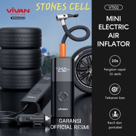 Terlaris Vivan Vti02 Air Pump Inflator Electric Pompa Ban Mobil Sepeda