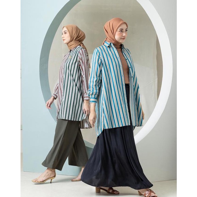 CALLUNA TUNIC - TUNIK MOTIF GARIS TERBARU