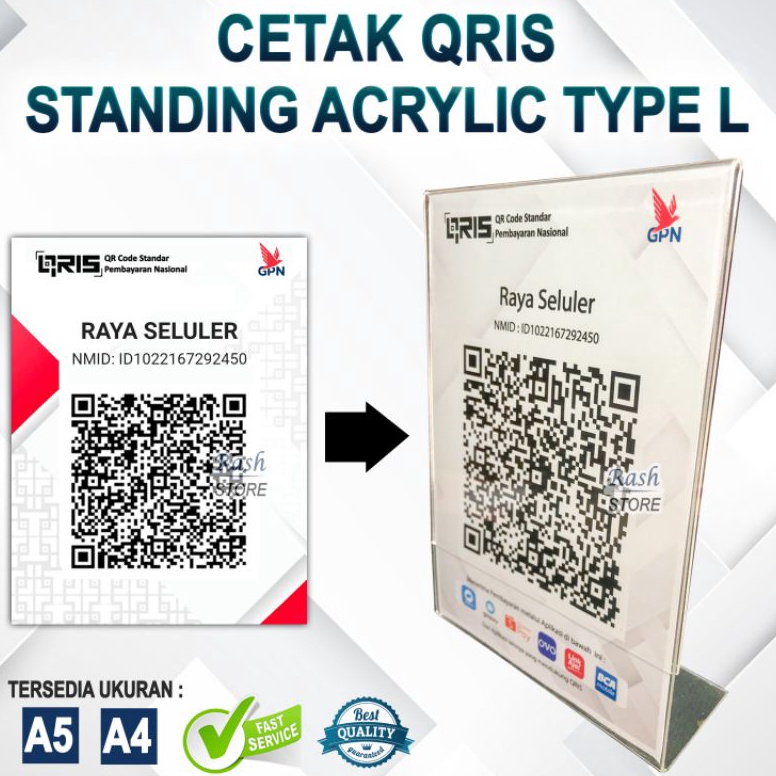 

Best Terlaris.. CETAK/PRINT QRIS | STANDING ACRYLIC TYPE L CS0