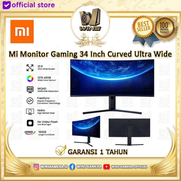 Bestseller Mi Monitor Gaming Curved 34 Inch 144Hz Wqhd Original