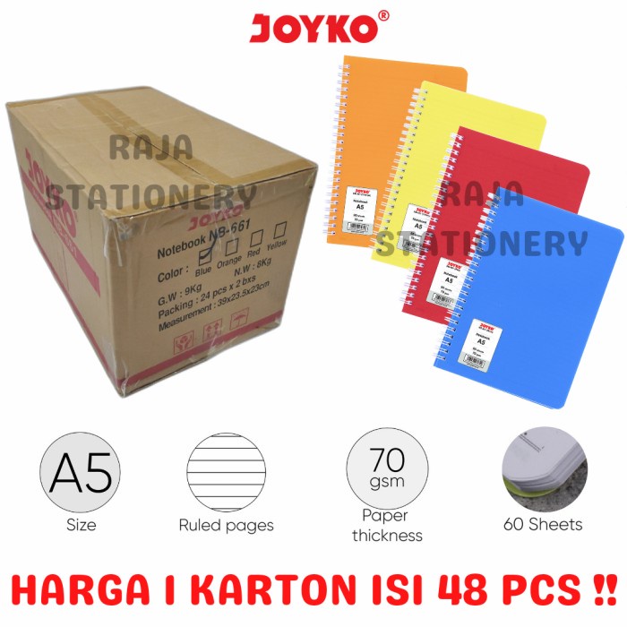 

Joyko Notebook A5 Spiral Buku Tulis Joyko A5 Catatan Nb-661 [48Pcs]