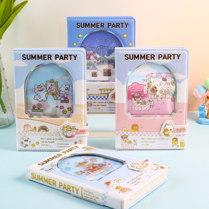 

Magnetic Notebook Hologram Summer Party Buku Diary Pu Leather - 6304