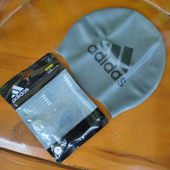 Terlaris Adidas Silicone Swim Cap / Topi Renang Adidas Original - Abu-Abu