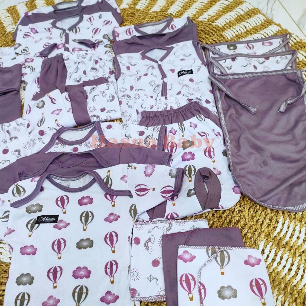 36 Pcs Paket Lahiran Lengkap Baju Bayi Celana Bayi Baru Lahir Karakter Lucu, Sartaki, Jumper, Popok Tali, Baby Gift Set Seri Purple Mouve -Juragan Lebak