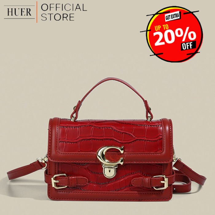 FLASH SALE HUER ~ TAS WANITA KELYE CROC EMBOSSED SATCHEL BAG 9536-340 TERLARIS