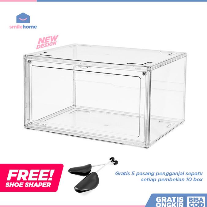 Acrylic Shoe Box Display Rak Kotak Sepatu Akrilik Transparan Besar